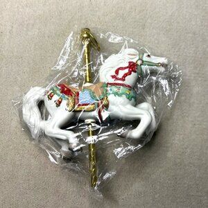 Hallmark Keepsake Carousel Horse Ornament, Display Stand 1993 Tobin Fraley